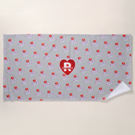 Toalha De Praia MONOGRAMA EU AMO SOCA na CINZA