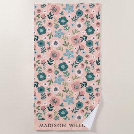 Toalha De Praia Monograma Flores Elegante Na moda Beach Towel