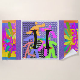 Toalha De Praia Monograma H Figuras Diversas Torre de Praia