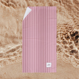 Toalha De Praia Monograma inicial de script de Rosa de faixa rosa