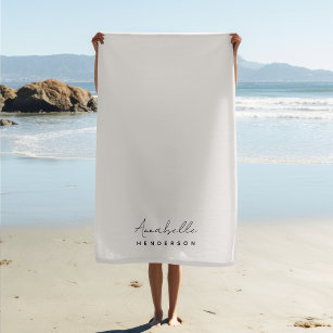 Toalha De Praia Monograma neutro   Na moda minimalista moderno