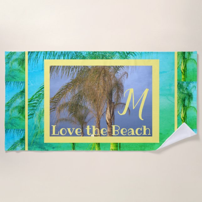 Toalha De Praia Monograma Palm Trees Beach Towel (Frente)