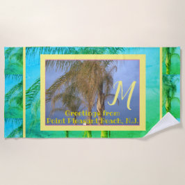 Toalha De Praia Monograma Palm Trees N.J. Beach Towel
