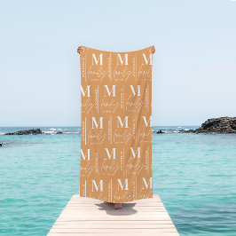 Toalha De Praia Monograma personalizado família laranja mínima mod
