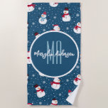 TOALHA DE PRAIA MONOGRAMA PERSONALIZÁVEL DO CHRISTMAS WINTER SNOWM<br><div class="desc">Adicione alguma exclusividade e diversão à sua experiência diária através deste design único e moderno. Divirta-se com esta design e muito amor.</div>