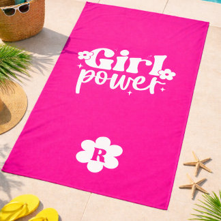 Toalha de Praia Monograma Pink Girl Power