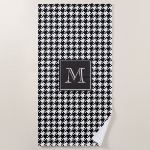 Toalha De Praia Monograma preto de Houndstooth