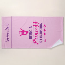 Toalha De Praia Monograma Púrpura Rosa sendo Princesa está Escavan