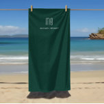 Toalha De Praia Monograma Verde Moderno Emerald<br><div class="desc">Torre de Praia de Monograma Verde e Esmeralda Personalizada.</div>