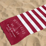 Toalha De Praia Monograma Vermelho com Stripe Náutica<br><div class="desc">Apresentando a nossa Torre Náutica de Praia Monográfica Striped Monograma - uma combinação perfeita de estilo pessoal, conforto superior e elegância inspirada no oceano. Isto não é apenas uma toalha de praia, mas um belo testemunho do seu gosto e amor perceptivos por todas as coisas náuticas. Projetado com o marinheiro...</div>