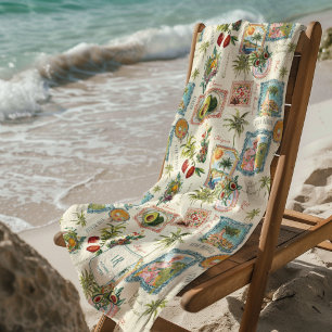 Toalha De Praia Monograma Viagem de Impressão Colorida Mexicana