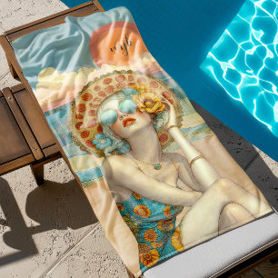 Toalha De Praia Monogrammed Beach Vibes Summer Glamor Girl