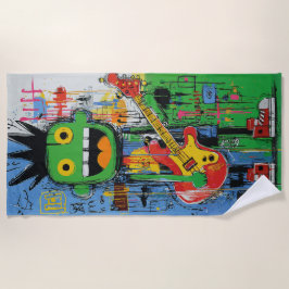 Toalha De Praia Monstro de Guitarra Punk Arte Grafite
