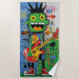 Toalha De Praia Monstro de Guitarra Punk Arte Grafite