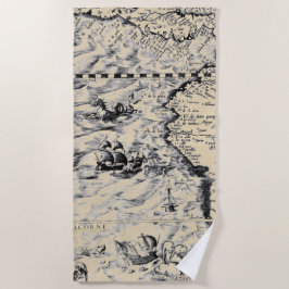 Toalha De Praia Monstros do Mapa Mundial do Oceano Pacífico