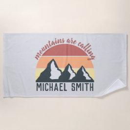 Toalha De Praia Montanhas de pastel de safra chamam cinza de monog