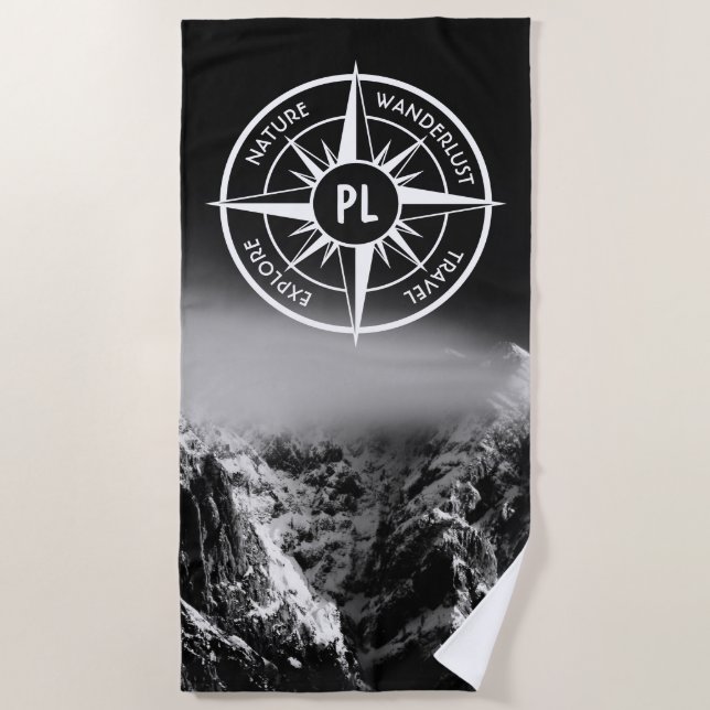 Toalha De Praia Montes dramáticos do emblema da estrela da Compass (Frente)
