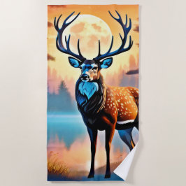 Toalha De Praia Moonlit Deer Stance
