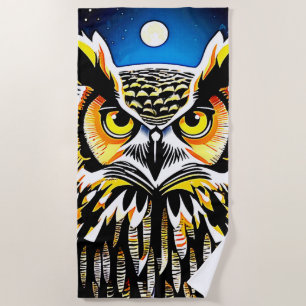 Toalha De Praia Moonlit Owl Gaze