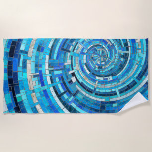 Toalha De Praia Mosaico espiral de onda azul