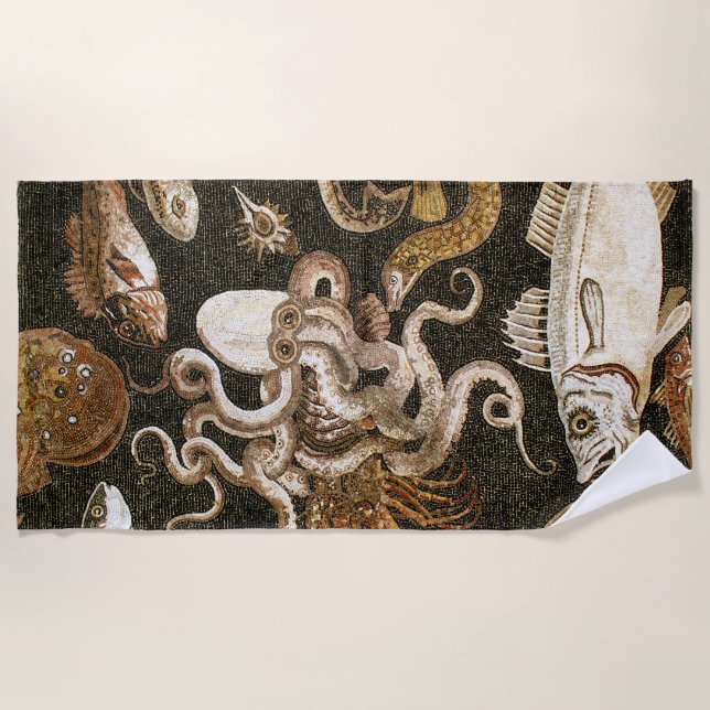 Toalha De Praia Mosaico Romano Antiquado Mesquita de Pedra da Vida (Frente)