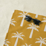 Toalha De Praia Mostarda botânica tropical de Verão moderna<br><div class="desc">Mostarda botânica tropical de verão moderna,  palmeira personalizada</div>