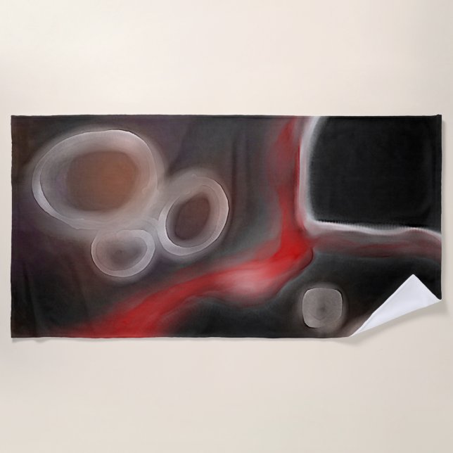 Toalha De Praia Motif Arterial: Abstrato preto, branco e vermelho (Frente)