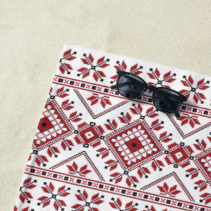 Toalha De Praia Motif Tradicional, Motif Tradicional Romeno T-S
