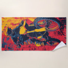 Toalha De Praia Motocross Rider Pop Art Ação Urbana