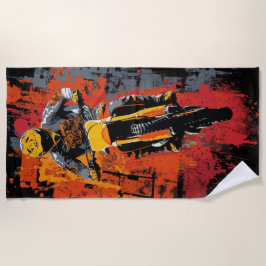 Toalha De Praia Motocross Rider Urban Paint Splash Illustration