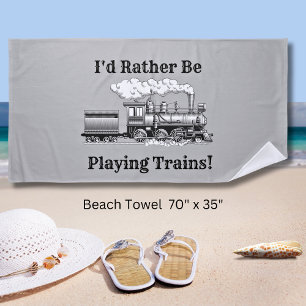 Toalha De Praia Mude o texto que eu Preferencialmente jogando trem