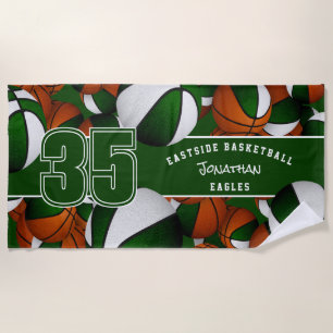 Toalha De Praia Muitas bolas de basquete nome personalizado do jog