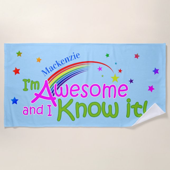 Toalha De Praia Muito legal. Sei que é o seu nome em AZUL. (Frente)