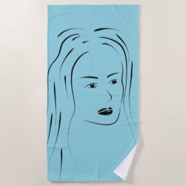 Toalha De Praia Mulher de Arte Leal de Linha Negra Enfrentada Mani