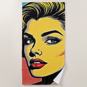 Toalha De Praia Mulher de Arte Pop Ousada Definida