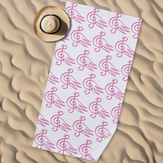 Toalha De Praia Música de pássaro rosa (Criador carregado)