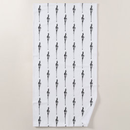 Toalha De Praia Música Motif Derretendo Treble Clef Preto e Branco