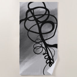 Toalha De Praia Na grade: Cinza Abstrato, Preto e Branco