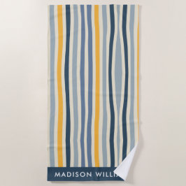 Toalha De Praia Na moda de Elegante de Linhas Coloridas Monograma