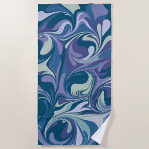 Toalha De Praia Na moda de espiral abstrato Azul Marble Personaliz