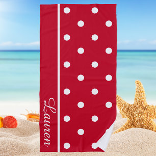 Toalha De Praia Na moda moderna, pré-disquete, Bolinhas vermelha e