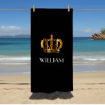 Toalha De Praia Na moda Royal Crown Name Black<br><div class="desc">Na moda Royal Crown Name Black Beach Towel, </div>