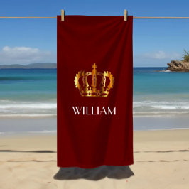 Toalha De Praia Na moda Royal Dourado Crown Name Red