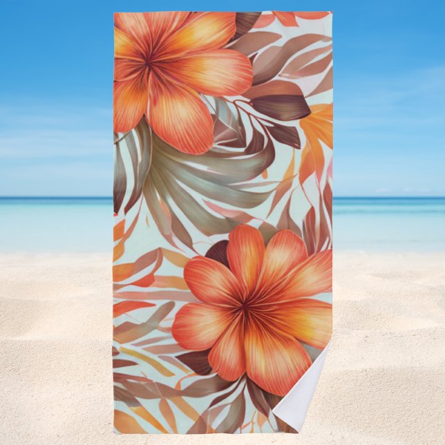 Toalha De Praia Na moda Tropical Watercolor Floral (Criador carregado)