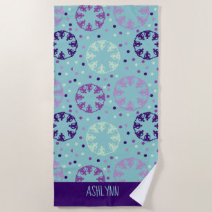 Toalha De Praia Nadagem Aqua e Roxo Sincronizada Personalizada