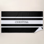 Toalha De Praia Name Beach Towel, Custom Name Beach Black Towel<br><div class="desc">festa de solteira</div>