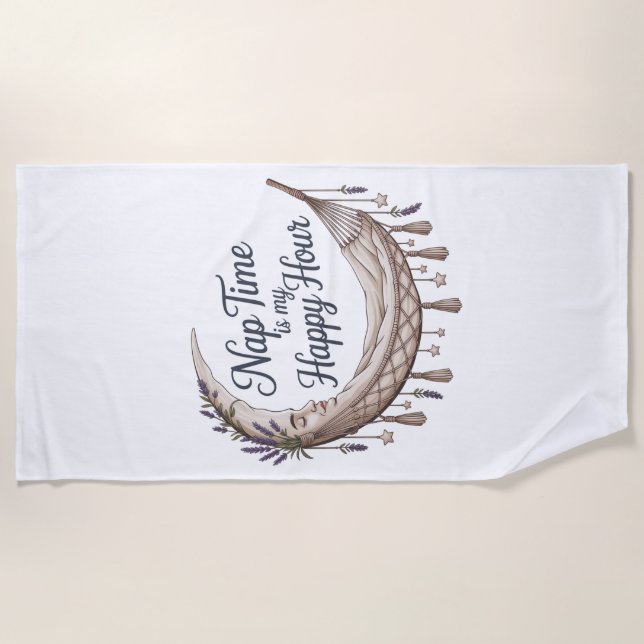 Toalha De Praia Nap Time Is My Happy Hour (Frente)