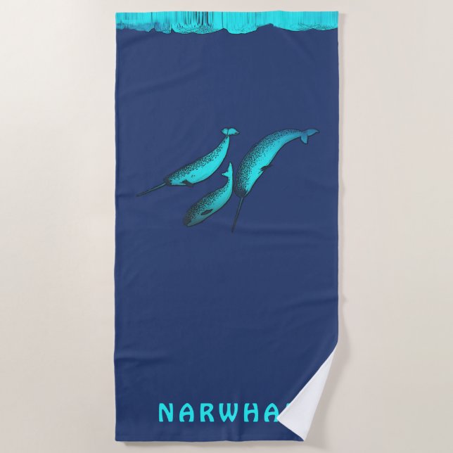 Toalha De Praia Narwhal Sob O Gelo (Frente)