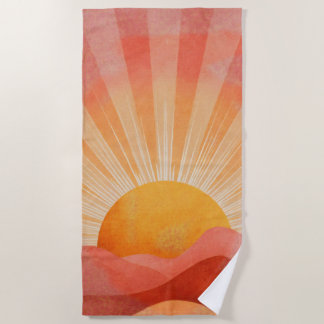 Toalha De Praia Nascer do sol boho rosa e laranja