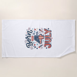 Toalha De Praia Nascido em 4 de Julho Design de Camiseta Patriótic